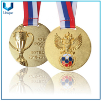 Personalice la medalla de diseño, medalla de trofeos de fútbol de oro 3D, premio deportivo de metal militar, recuerdo HONR medalla para la competencia