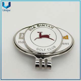 Accesorios de golf de alta calidad, marca de balanceo de esmalte duro con logotipo + marcador de bola en conjunto, personalice Clip de Cap de Metal de Golf de Cloisonne de Cloisonne +