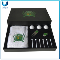 Conjunto de regalo de golf: personalizar logo Golf Towel + Golf Tee + Golf Divot Tool + Golf Ballmarker + HatClip para regalos promocionales en regalos Box Embalaje