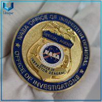 45mm EEUU NASA Cyber ​​Crimes Coin, Metal Gold Moneda 3D, personalice Diseño Moneda de Medalla conmemorativa de la Policía Militar para el honor Regalos de Sounvenir