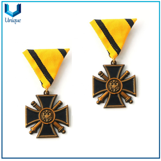 Medalla 3D antigua de chapado en oro, placa de la medalla militar, personalice el trofeo de la medalla de diseño con el pasador de seguridad para usar